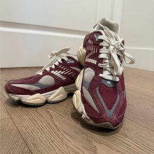 Maroon and Gray Athletic Sneakers